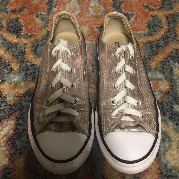 CONVERSE Metallic Light Bronze All Star Low Top Sneaker  Unisex Youth Size 1 - Picture 2 of 5